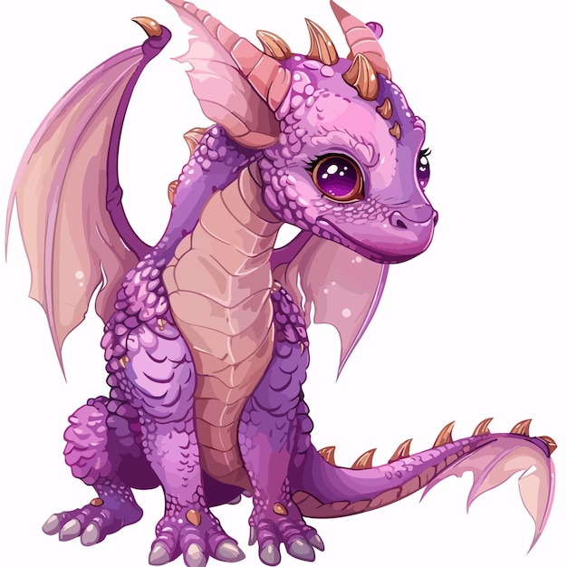 Vector a purple dragon with purple wings and purple wings