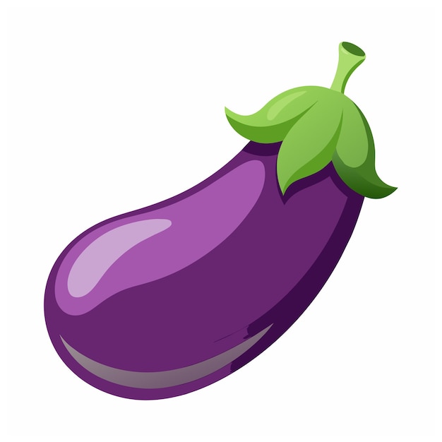 a purple eggplant with a green leaf on it