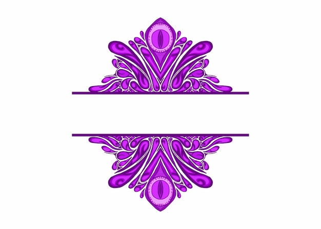 Vector purple eye ball angel ornament frame border vector for decoration design