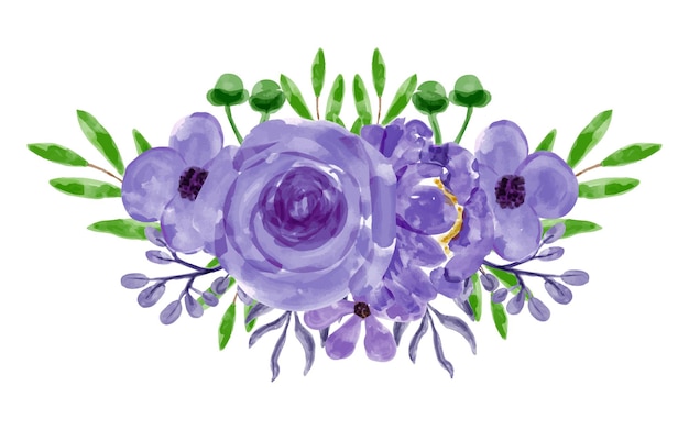 purple floral arrangement with watercolor