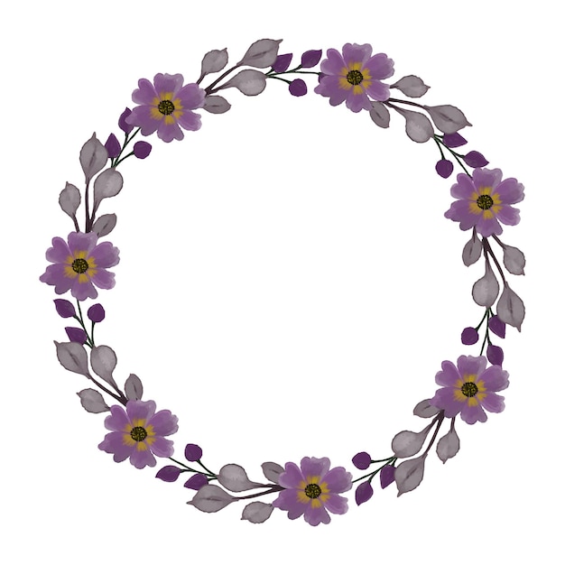 purple floral wreath for wedding card