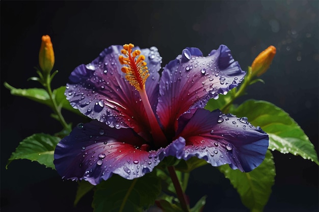 a purple flower with water drops on it