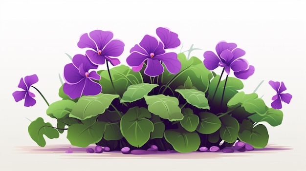 Vector purple flowers on a white background