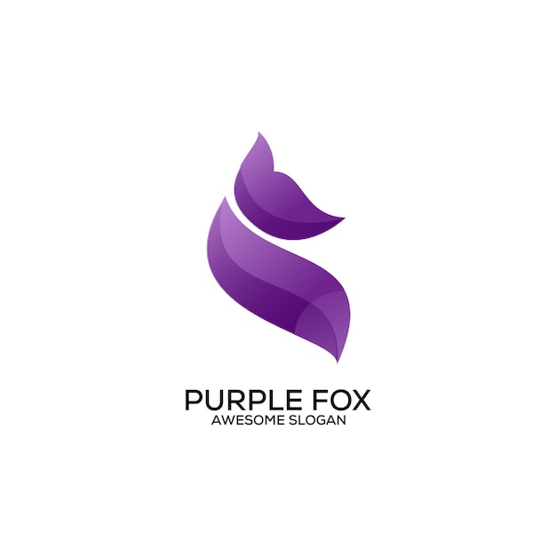 purple fox logo design gradient colorful