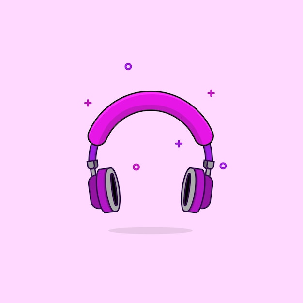 Purple gaming headphones Vector illustration gaming headphones cartoon icon