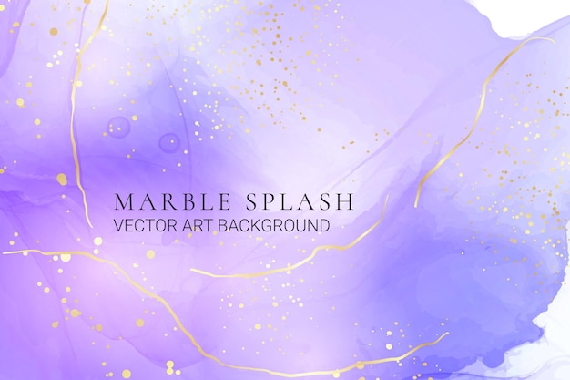 Purple gey liquid watercolor background with golden dots