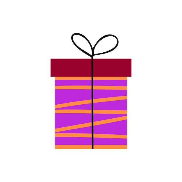 Purple gift box Hand drawn illustration