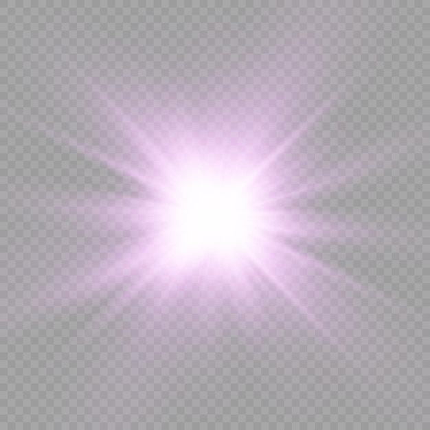 Purple glowing light burst glow bright star violet sun rays light effect flare of sunshine