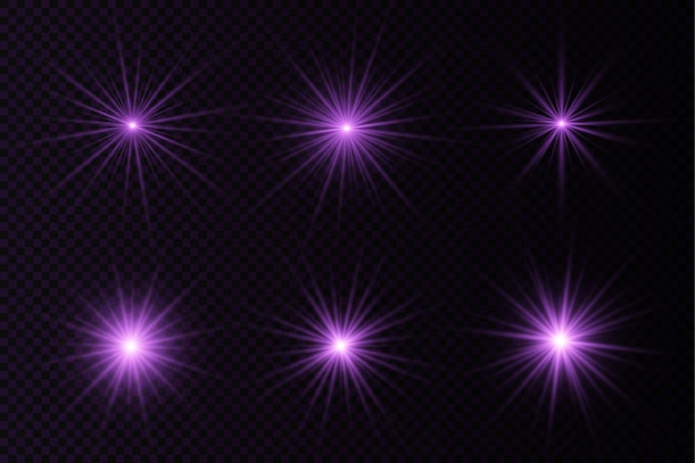 Purple glowing light burst glow bright star violet sun rays light effect flare of sunshine