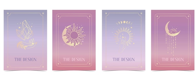 Vector purple gradient card tarot for a4 vertical illustration design