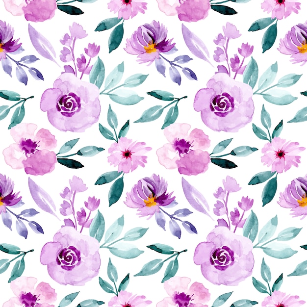 purple and green pattern with watercolor floral