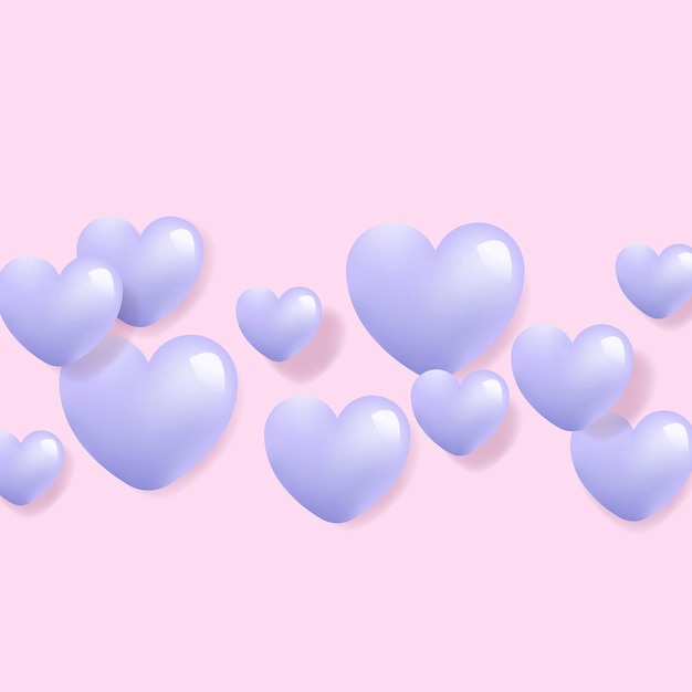 Purple heart 3D background vector.