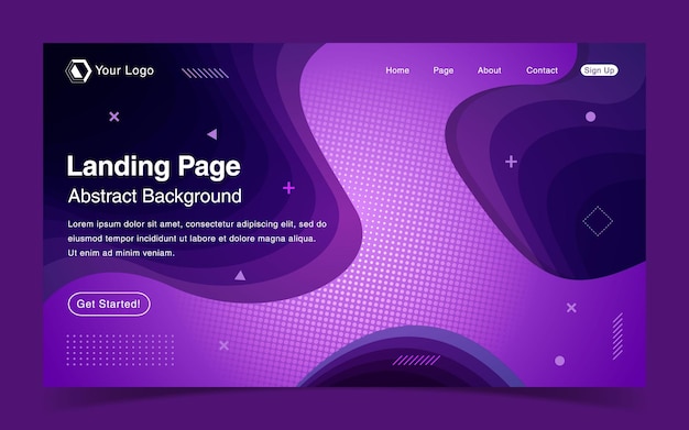 Purple Landing Page With Abstract Background