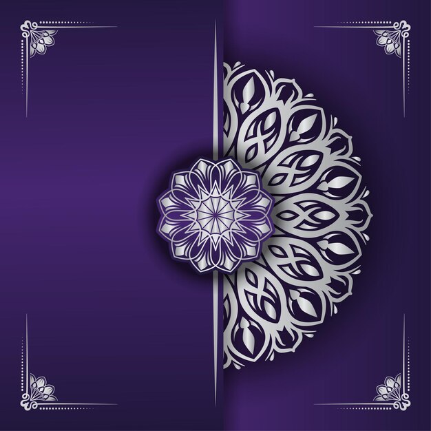 Vector purple luxury background with white mandala