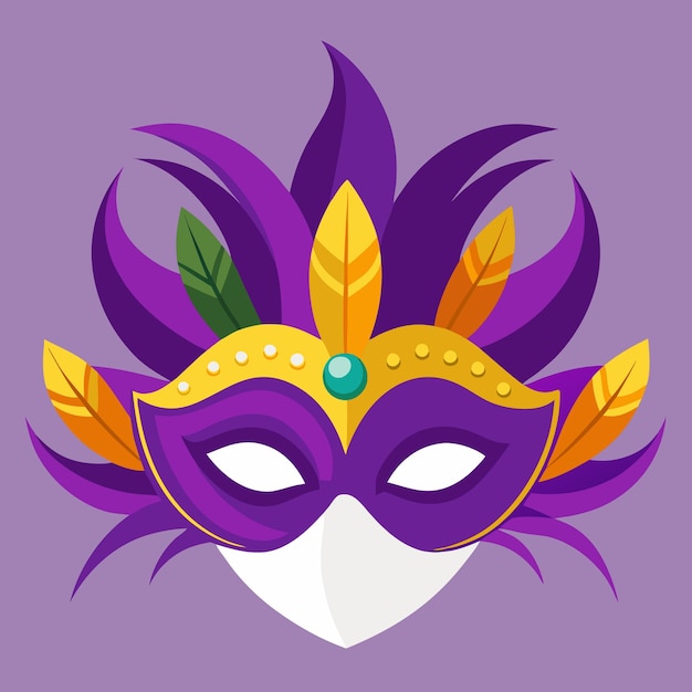 Vector a purple mask with a purple background and a green diamond