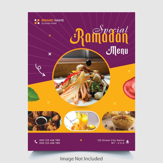 A purple menu for special ramadan menu.