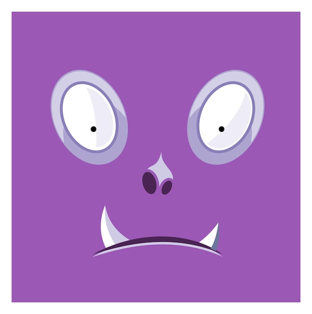 Vector purple monster face icon funny shocked emoji