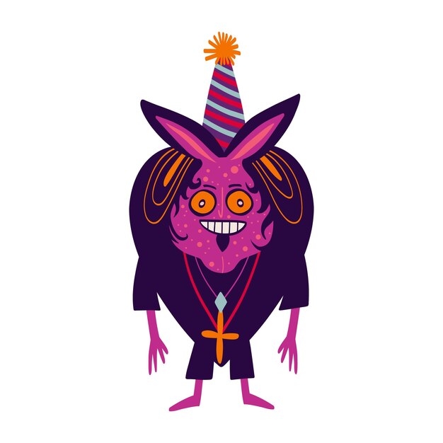 Vector a purple monster with a party hat on his head