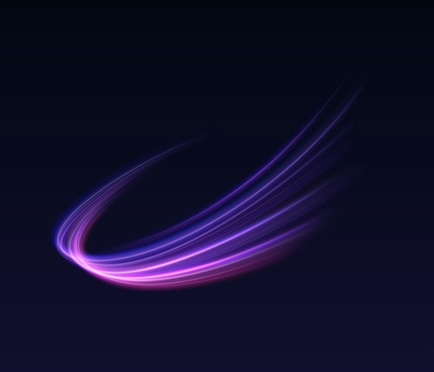 Purple neon lines in wave realistic vector illustration