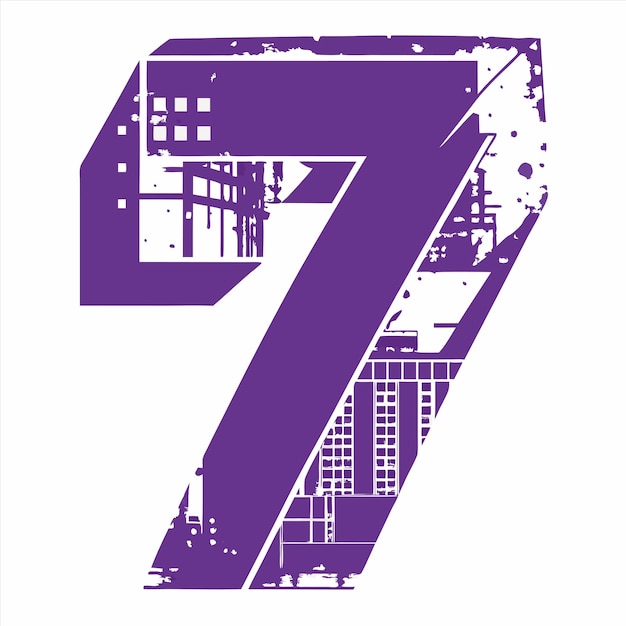 a purple number 7 with a white background