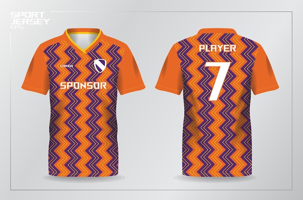 purple orange sport jersey for football and soccer shirt template