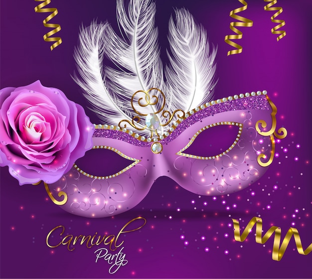 Purple ornamented mask card