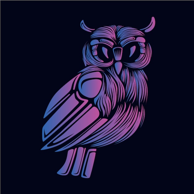 Purple owl head illustration