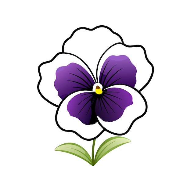 Vector a purple pansy flower in full bloom isolated on a white 6