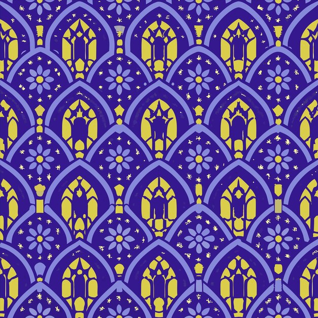 Vector a purple pattern with a yellow and purple flowers