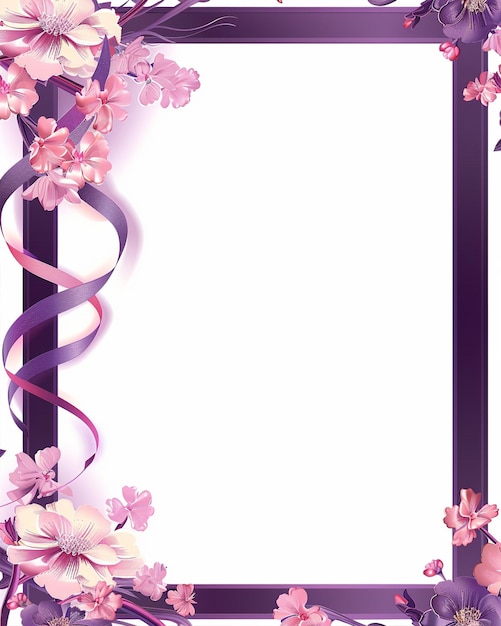 Vector purple and pink photo frame with flowers