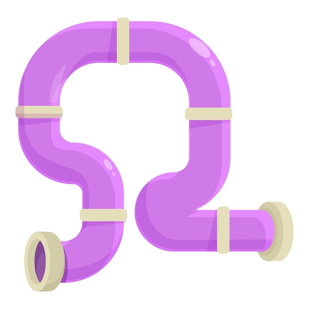 Vector purple pipeline system connecting pipes for plumbing project