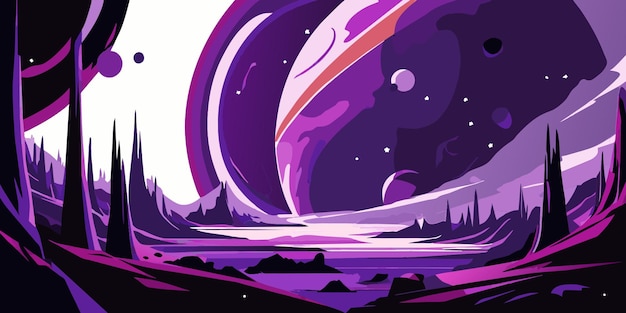 Vector purple planet vector illustration flat 2