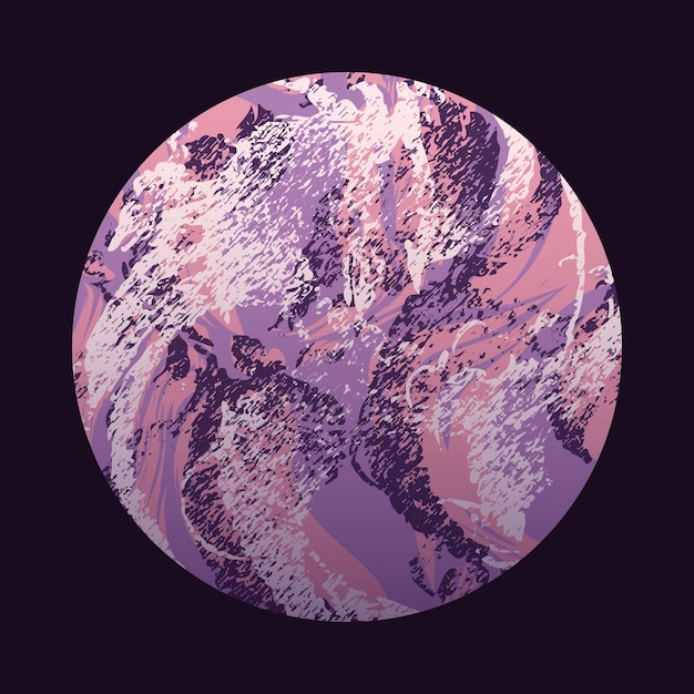 Vector purple planet with texture elements vector