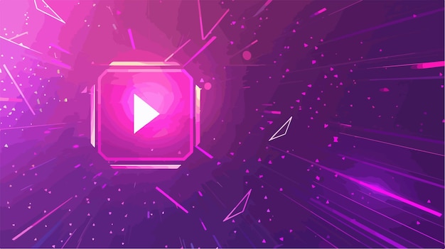 Vector purple play button icon on background vector illustration