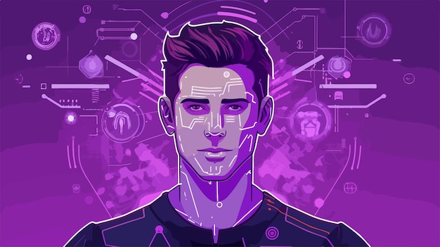 Vector a purple poster of a man with a purple background and a purple background