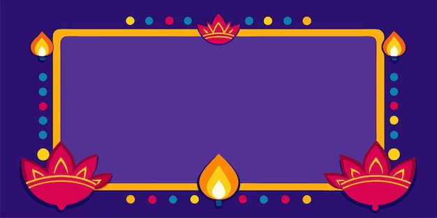 Vector a purple poster with a yellow border and a purple background with a candle in the middle