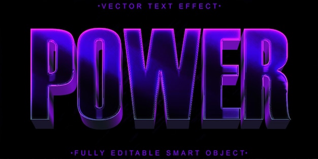 Vector purple power vector fully editable smart object text effect