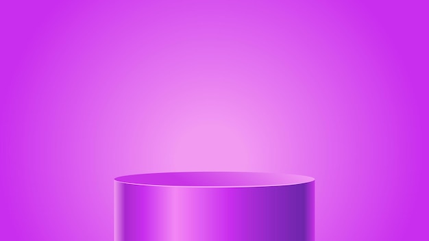 Purple product background stand or podium pedestal on empty display with glowing light backdrops vec