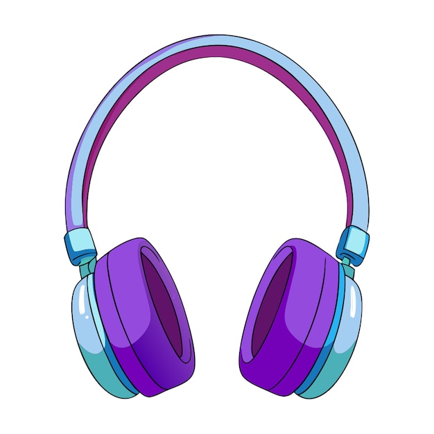 Vector purple and purple headphones with a purple and blue band