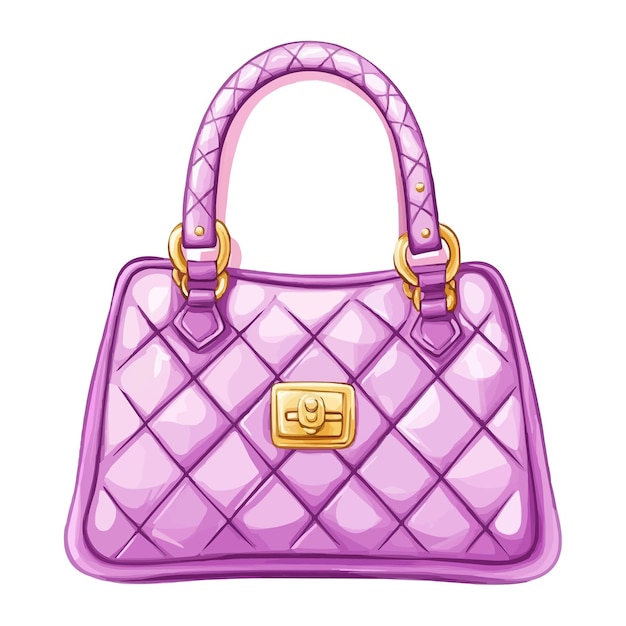 Vector a purple purse with a gold buckle and a gold tag