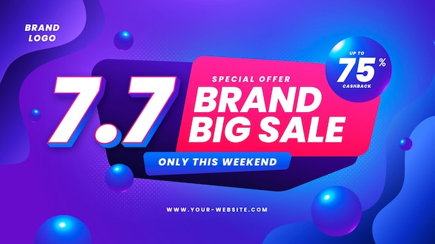 A purple and red ad for a brand big sale.