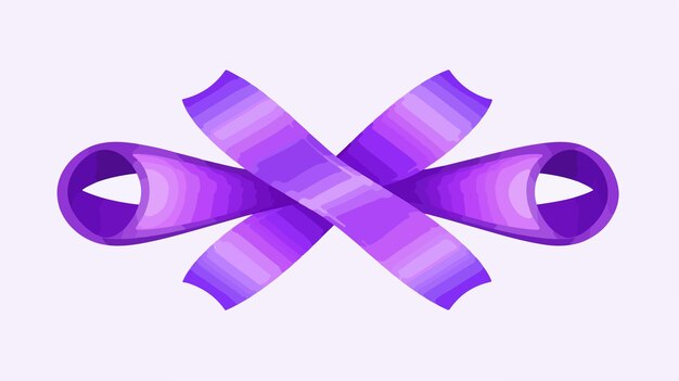 Vector purple ribbon with a cross on it