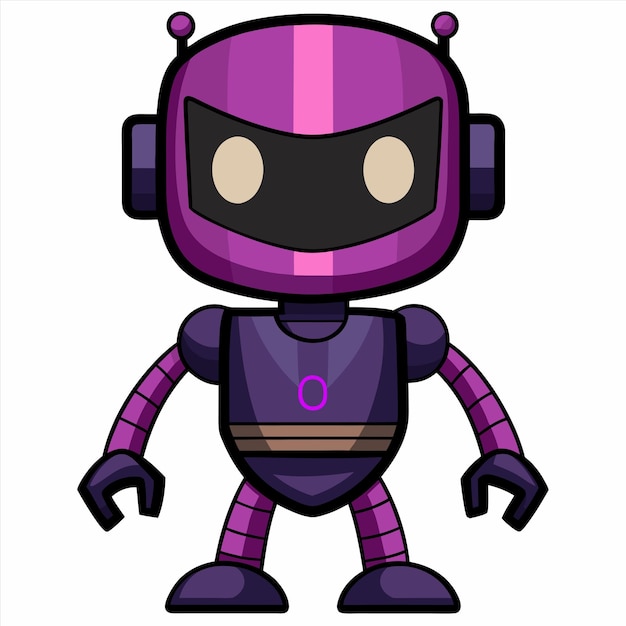 Vector a purple robot with purple eyes and a purple robot on the back