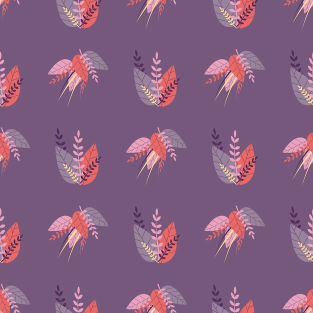 Purple Seamless Lovely Pattern in Herbal Style