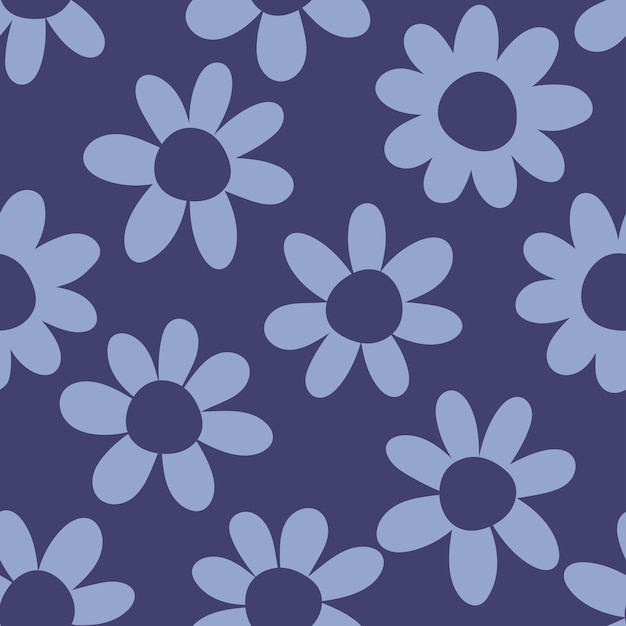 Purple seamless pattern with blue flower.