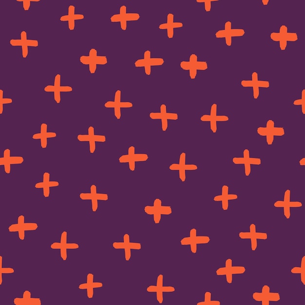 Purple seamless pattern with brush cross symbol