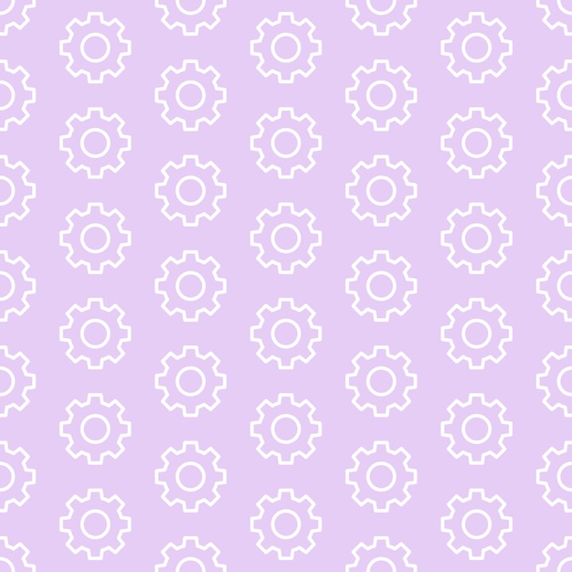 Purple seamless pattern with white gears.