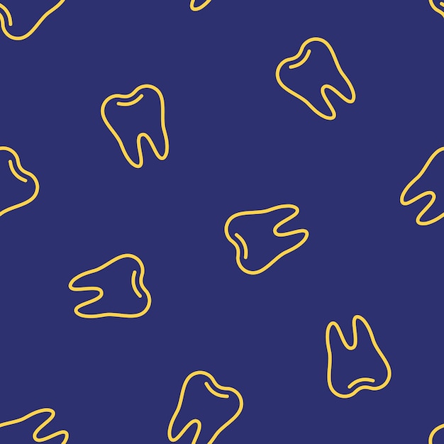 Purple seamless pattern with yellow outline teeth