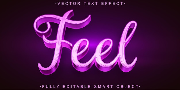 Vector purple shiny feel vector fully editable smart object text effect