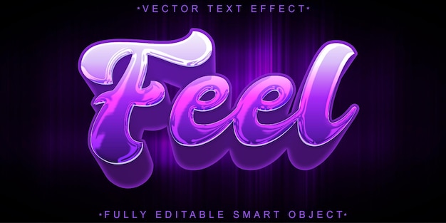 Vector purple shiny feel vector fully editable smart object text effect